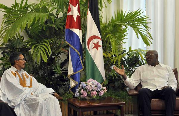 Cuba's First Vice President Salvador Valdes Mesa Meets with the leader of the Saharawi National Council