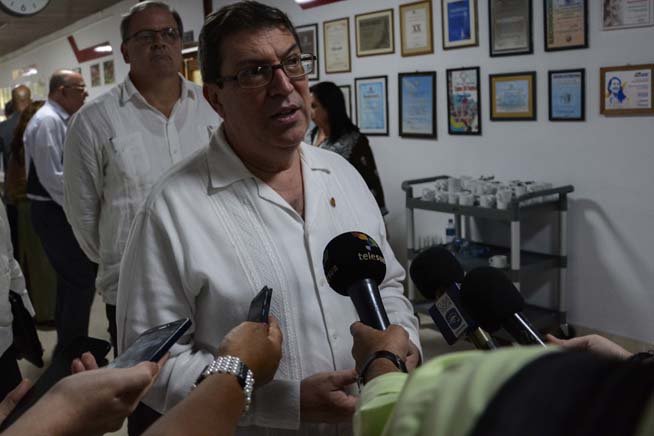 Bruno Rodríguez Parrilla, Ministro de Relaciones Exteriores de Cuba, ofrece declaraciones a la prensa al concluir una de las sesiones de trabajo de la Comisión de Relaciones Internacionales de la Asamblea Nacional del Poder Popular.en el Palacio de Convenciones, en La Habana, el 12 de abril de 2019. Bruno Rodríguez Parrilla, Ministro de Relaciones Exteriores de Cuba, ofrece declaraciones a la prensa al concluir una de las sesiones de trabajo de la Comisión de Relaciones Internacionales de la Asamblea Nacional del Poder Popular.en el Palacio de Convenciones, en La Habana, el 12 de abril de 2019.