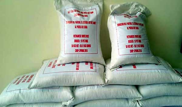 Vietnam dona 12 mil toneladas de arroz a Cuba 