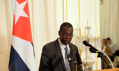 Pedro Luis Pedroso, Subdirector General de Asuntos Multiraterales y de Derecho Internacional de la cancilleria cubana, durante la rueda de prensa, en la sede de la Oficina de Intereses de Cuba, en Washington D.C., Estados Unidos, el 31 de marzo de 2015. pedro_luis_pedroso.jpg