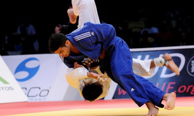 los cubanos Magdiel Estrada, en los 73 kilogramos, Iván Silva (81 kilos) y Maylin del Toro (63), perdieron en sus primeros combates. AIN FOTO magdiel_estrada_judo.jpg