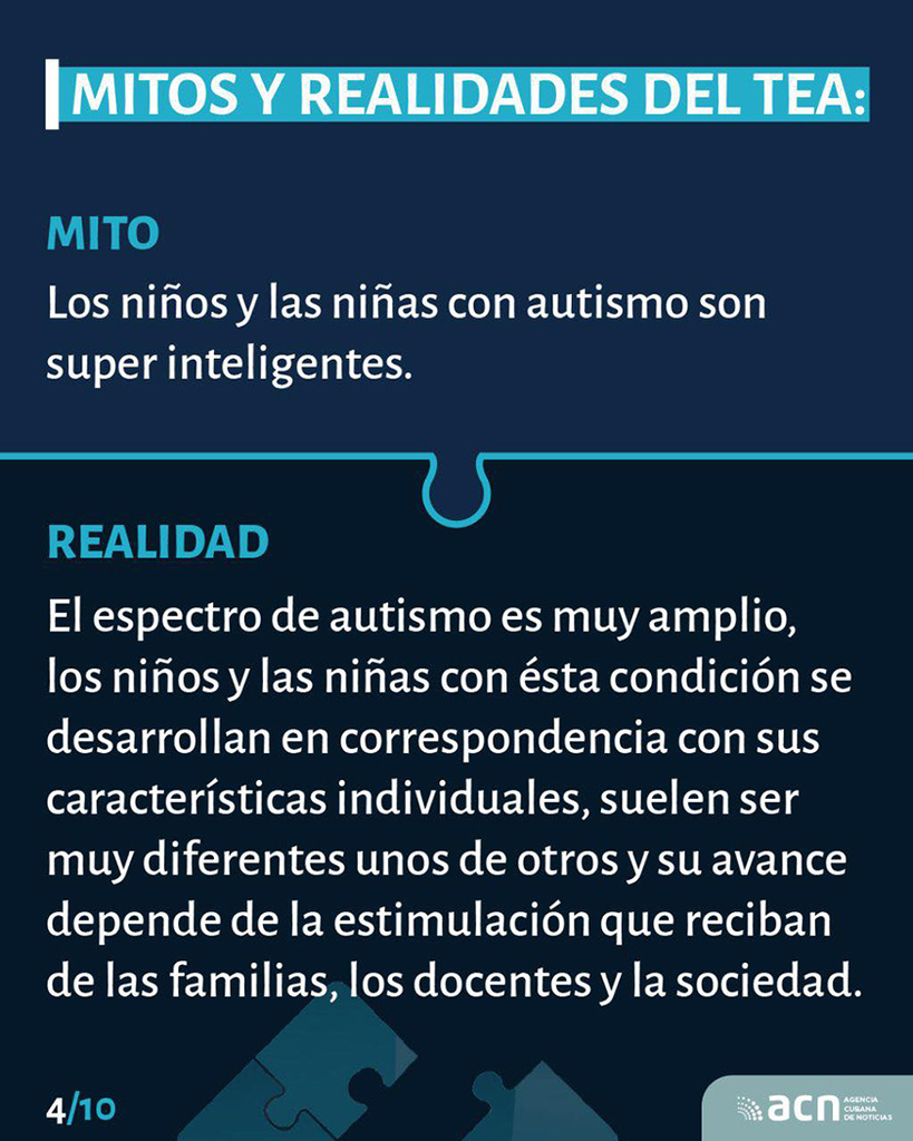 Infografía sobre mitos y realidades del autismo