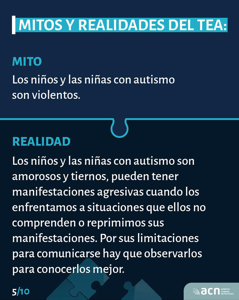 Infografía sobre mitos y realidades del autismo