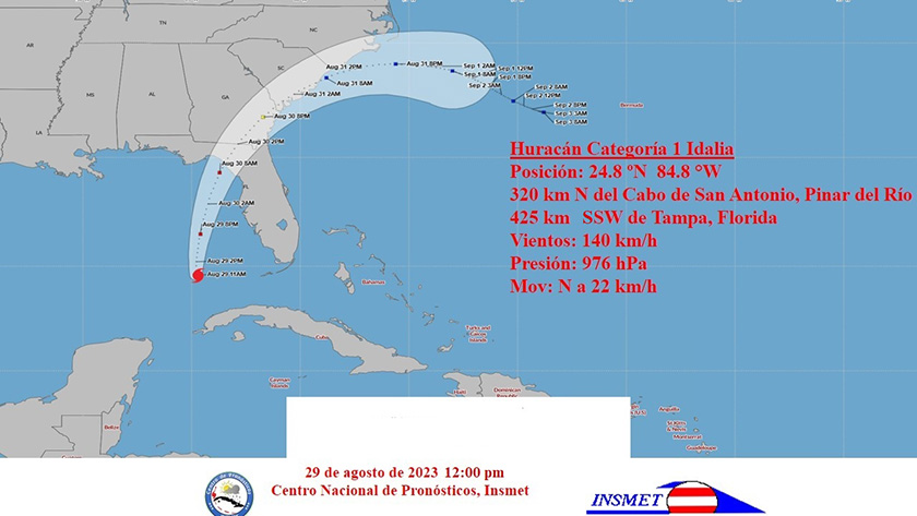 El huracán Idalia continúa intensificándose en el golfo de México, informó el Instituto de Meteorología en su aviso de ciclón tropical número 16 sobre este fenómeno natural, emitido en la noche de este martes